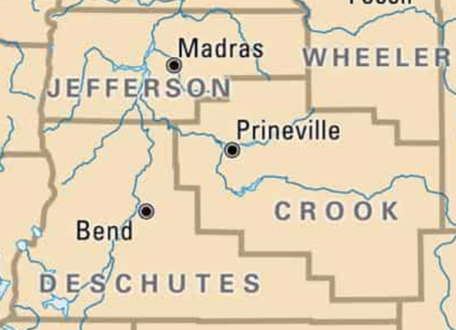 Jefferson, Crook, and Deschutes Counties in Oregon